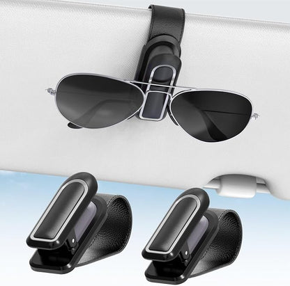 Veharvim Sunglass Holder for Car, 2 Pack, Secure Metal Clip | One-Handed Operation, Gentle & Secure Hold, Silicone Padded, Universal Fits Sunglass and Car Visor by Veharvim