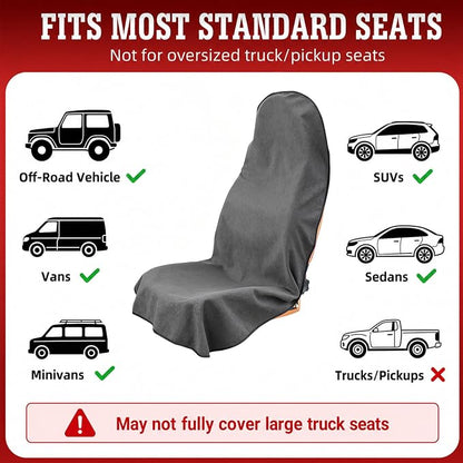 550g Heavy Duty Towel Car Seat Cover, Waterproof Sweat Protector for Post-Gym & Beach, Non-Slip Microfiber Bucket Seat Mat for Sedans SUV Minivans, Machine Washable (Gray, 1-Pack) - Image 4