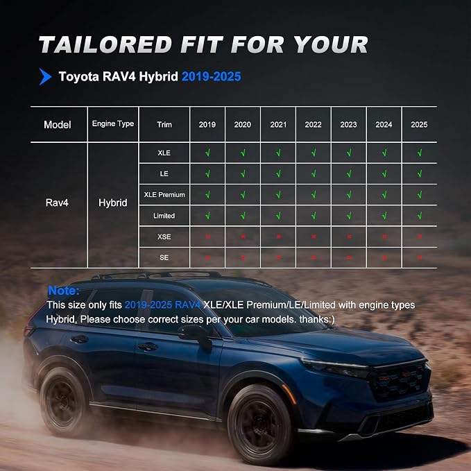 AOMSAZTO Custom Fit Seat Covers for Toyota RAV4 2019-2025 Hybrid Models | (Not for XSE&2022-2025 SE Hybrid and Prime )-Airbag Compatible Waterproof Full Set Faux Leather Black - Image 2