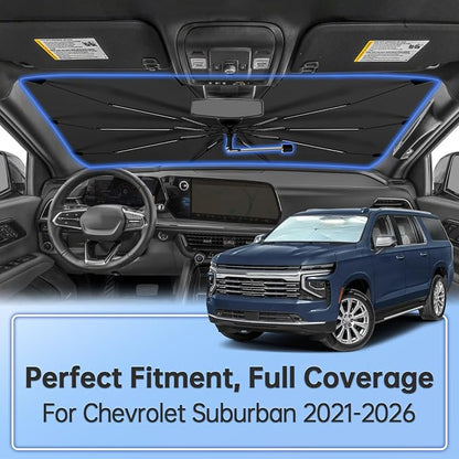 Windshield Sun Shade Umbrella for Chevrolet Suburban 2021-2026 Front Window | Foldable Car Sunshade, 360 Rotation Automotive Interior UV Protection for Outdoor Parking - Image 2