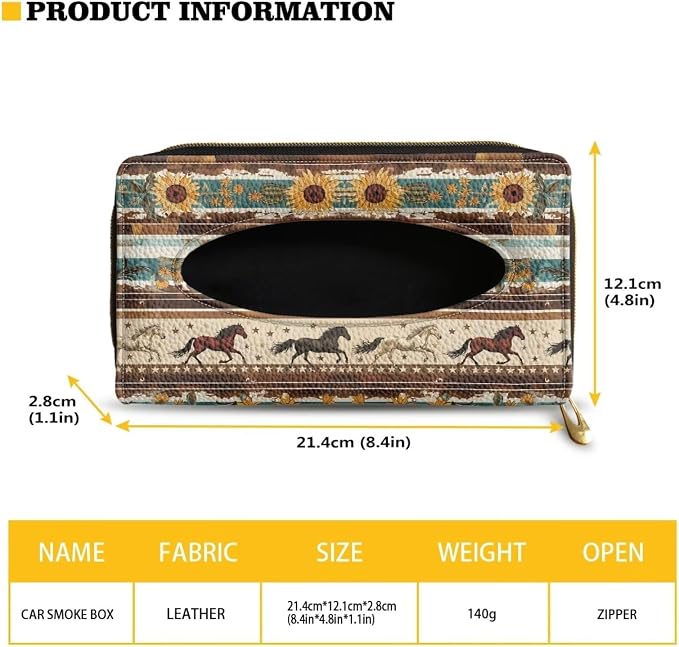 Biyejit 2 Pack Car Tissue Holder, Aztec Sunflower Horse Premium Sun Visor Napkin Case, Hanging Car Accessories Used to Organize Paper Towels and Storage Small Items - Image 6