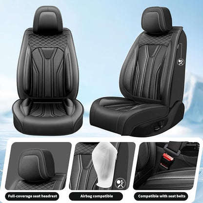 Fit Juke Car Seat Covers Premium Leather for Nissan Juke 2011-2016 2017. Waterproof， Breathable, Scratch-Resistant & All-Weather Seat Cushion Protector（2 Front Seats,All Black - Image 2