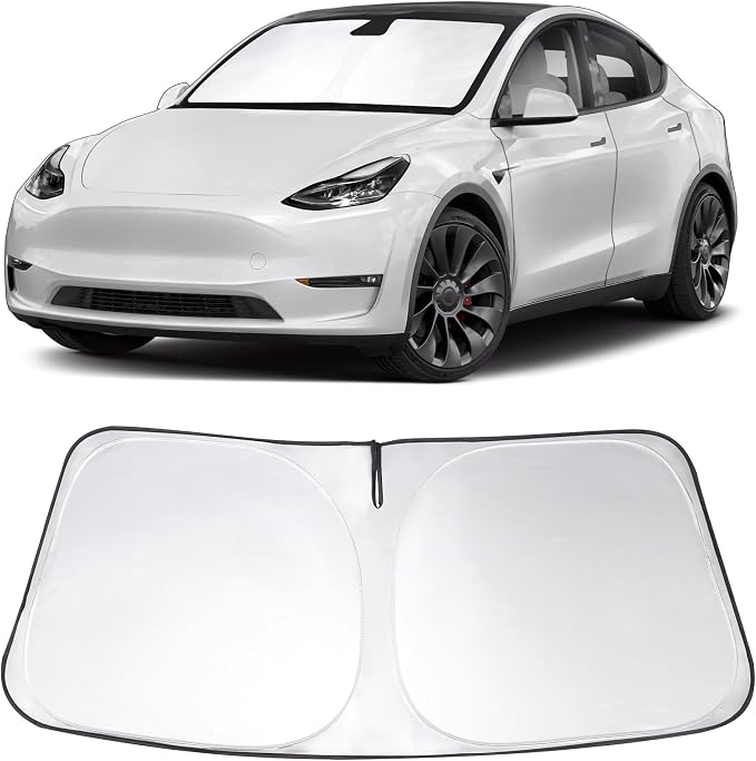 Windshield Sunshade for 2025 2026 Model Y Juniper/Model 3 | Full covered for windshield, Foldable & Durable, Block UV Rays, Reduce Heat, Easy to install, Keeps Car Cooler by LHFLIVE