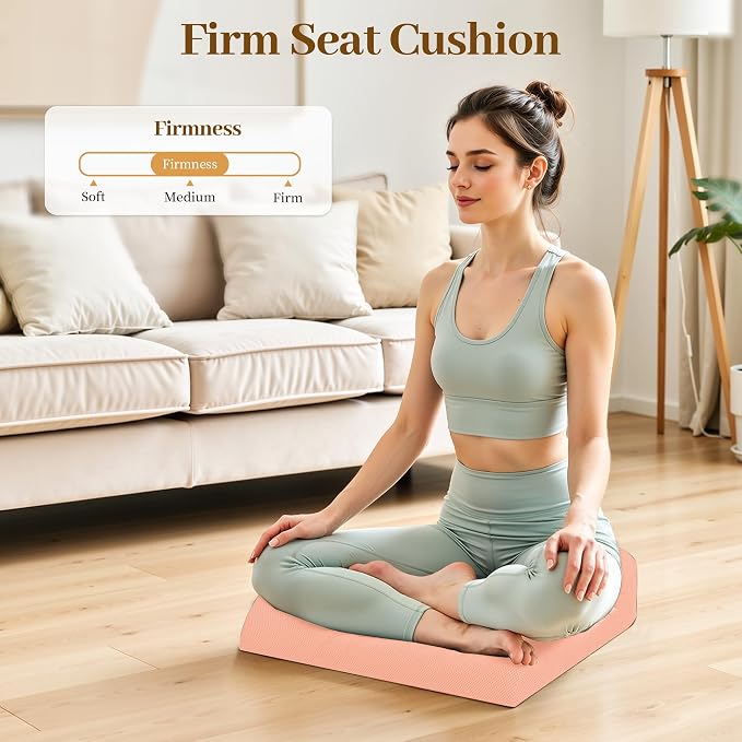 TranquilRelax XL Memory Foam Seat Cushion for Office Chair, 3.35-Inch, Pink | Medium-firm Support for Long Sitting, Washable Mesh Cover, Non-slip Base, Perfect for Car Seats & Short Drivers - Image 8