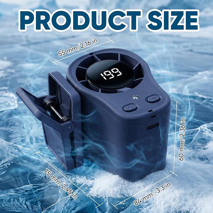 Portable Clip on Air Conditioner Fan for Car with LED Display, 360° Rotation 199 Speeds Mini Cooling Fans, USB Rechargeable Personal Fan for Car Vehicle, Travel, Stroller, Office, Camping - Image 2