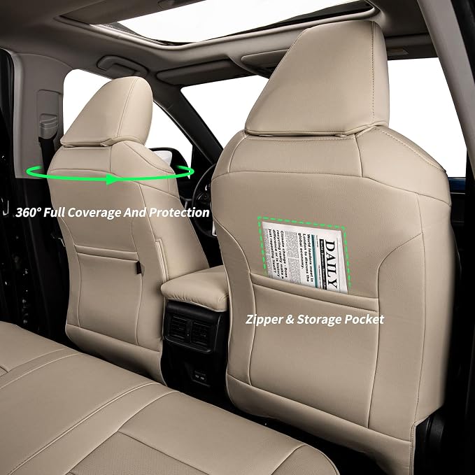 Custom Seat Covers for 2026 Subaru Forester,Rear w/No Armrest,Faux Leather | Full Set Suv Seat Cushion,Easy Installation,Factory Look,Waterproof Car Seat Protector (Beige) - Image 4