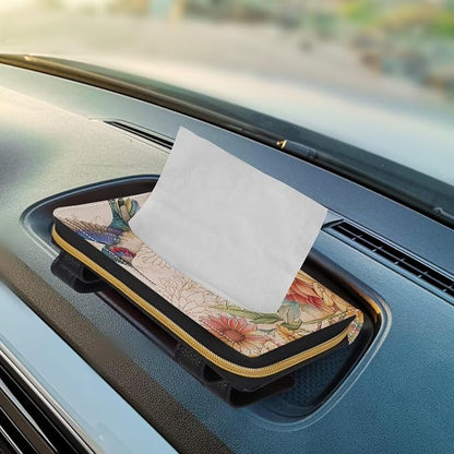 Biyejit 2 Pack Car Tissue Holder, Hummingbirds Flowers Sun Visor Napkin Holder, PU Leather Backseat Tissue case Holder for Vehicle - Image 5