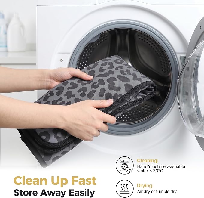 Car Seat Cover Towel, Seat Cover Protector, Waterproof Sweat Towel Seats Covers for Gym, Sports, Beach, Universal Front Seats Covers for Cars, Trucks, SUVs, Leather Seats(Gray Leopard) - Image 6