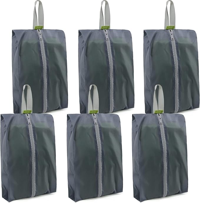 BeeGreen Grey Shoe Organizer Set - 6 Pack Shoe Bags For Travel with Zipper Closure and Handle,Stylish and Portable Nylon Shoe Storage for Men and Women's Travel Gifts and Home Storage by BeeGreen
