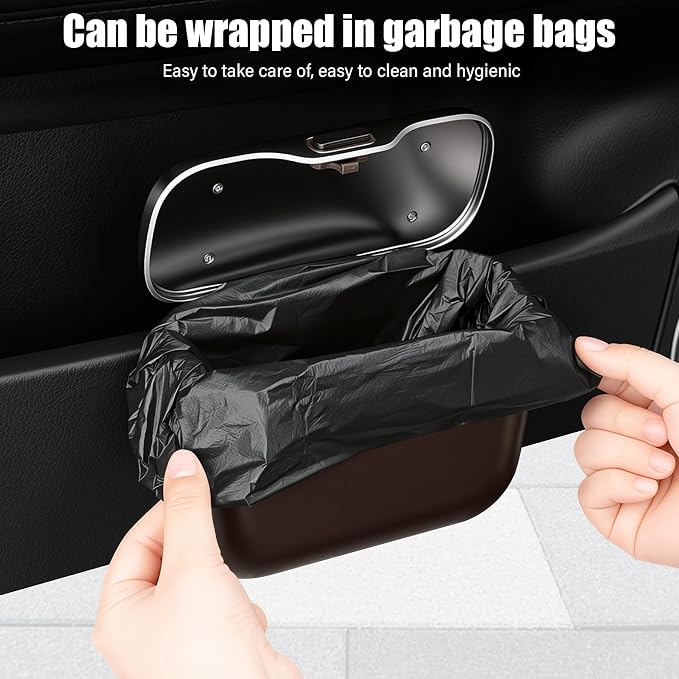 UYYE Car Trash Can, Car Garbage Bin with Lid & Handle - Leak-Proof Mini Trash Can for Car, Truck, SUV - Essential Car Accessories for Organization (Brown) - Image 6