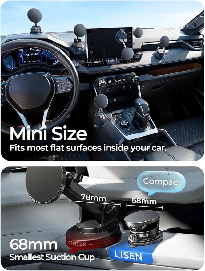 LISEN 15W MagSafe Car Mount Charger, Magnetic Wireless Car Phone Holder | [Easiest Mount] 96LBS Vacuum Suction Car Mount, 360° Magnetic Phone Holders for Your Car, for iPhone 17-12, Pixel 10, Samsung - Image 2