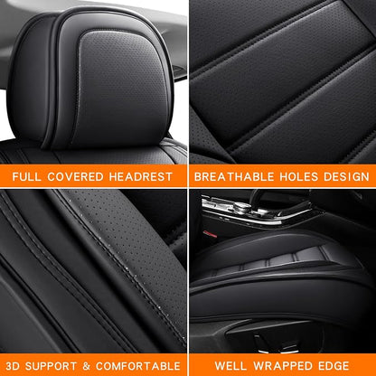 MINGBRON Seat Covers, Car Seat Covers Front Seats, Car Seat Cover, Car Seat Protector Waterproof, Car Seat Cushion Nappa Leather, Black Seat Covers Carseat Cover Universal Fit for Most Cars - Image 6