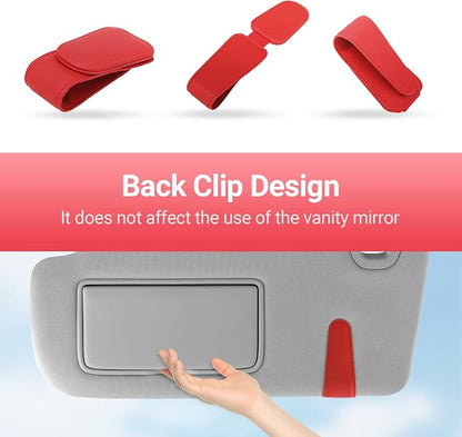 Sunglass Holder for Car Sun Visor Sunglasses Clip Car accessories -Red | sun visor organizer, ticket card clip, eyeglass sunglasses holder, one-handed magnetic, anti-scratch, car stuff for women men - Image 6