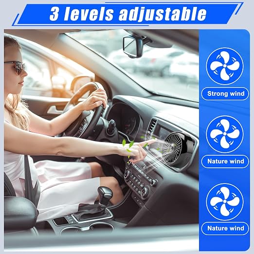 Glooglitter 2 Pcs Car Fan USB for Rear Seat Passenger Portable Headrest 360 Degree Rotatable 3 Speed 12v/ 24v Automobile Ventilation Fan with Clip for SUV Backseat, RV, Vehicles(Creative,Black) - Image 4
