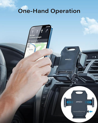 APPS2Car Sturdy CD Slot Phone Mount with One Hand Operation Design | Hands-Free Car Phone Holder, 360° Rotation, Easy Removal, Universally Compatible with All iPhone & Android Phones Smartphone - Image 2