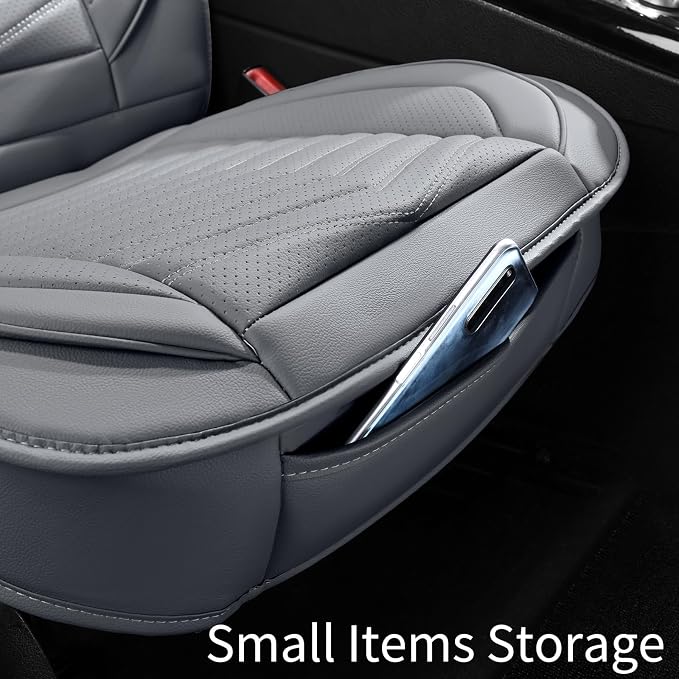 HChengkikz Front Car Seat Cover, Waterproof Faux Leather, Waterproof (Gray) | Easy Maintenance, Airbag Compatible, Universal Fit For Most SUVs Trucks Pick-ups Sedans - Image 7