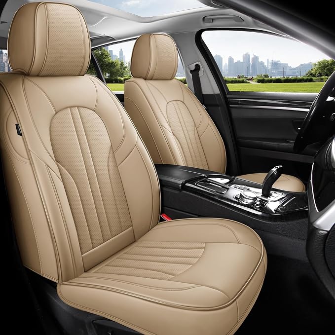 MINGBRON Car Seat Covers,Car Seat Protector Waterproof,Seat Covers Full Set, Car Seat Protectors,Automotive Seat Covers Fit for Most Cars Beige - Image 2