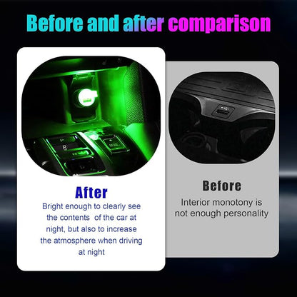 4 PCS USB LED Car Interior Atmosphere Lamp, Portable Mini LED Night Light, Plug-in USB Interface Trunk Ambient Lighting Kit, Universal Interior Car Accessories (Green) - Image 5
