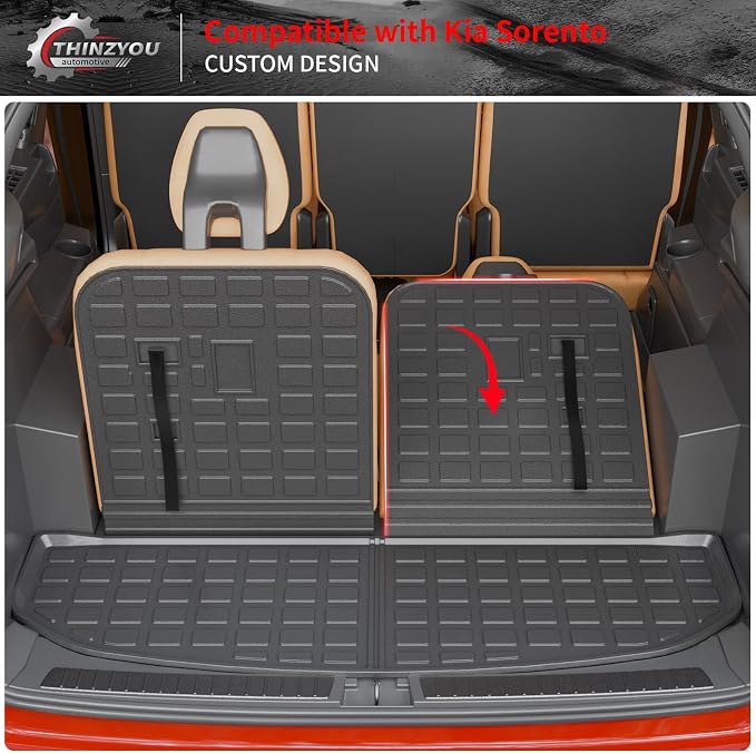 Trunk Mat with Backrest Mat for 2021-2025 2026 Kia Sorento | Cargo Mat Cargo Liner Trunk Liner TPE All Weather Back Seat Cover Protector 2024 Sorento Accessories - Image 6