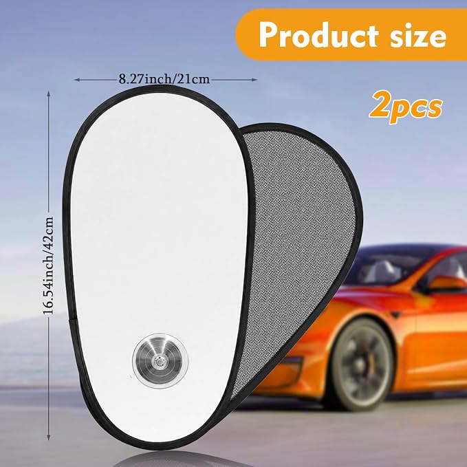 2 Pack Silver Coated Car Window Shades for Baby - Rotatable Sun Visor for Side Windows, UV Reflective Mesh Sun Blocker, Fits Front & Rear Windows, with Suction Cups - Image 2