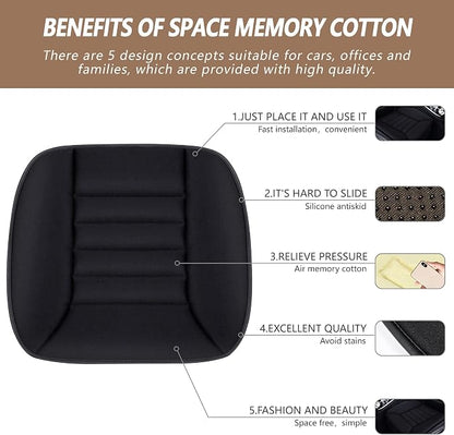 MYFAMIREA 2PCS Car Seat Cushion Pad 1.2" Thick Comfort Seat Protector for Car Driver Seat Office Chair Home Use Memory Foam Seat Cushion with Non Slip Bottom, 20'' x 18.5'', Black - Image 2