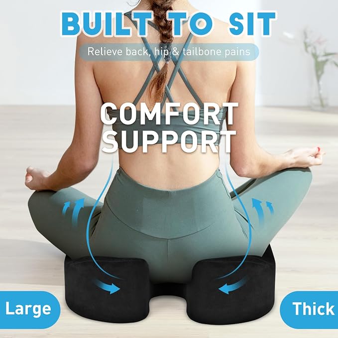 BlissTrends Extra Thick Seat Cushion for Office Chair & Car Seat, Black | XX-Large Tailbone & Sciatica Relief, Ergonomic Support, High-Density Memory Foam, Comfort for Extended Sitting - Image 6