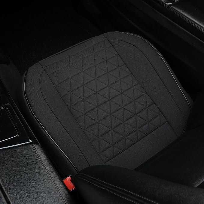 West Llama Linen Front Car Seat Cover Protector Anti-Slip Bottom Seat Cover Fits 95% of Vehicles,Wrapping Around The Bottom,Triangular Pattern(Black-1Pcs) - Image 9