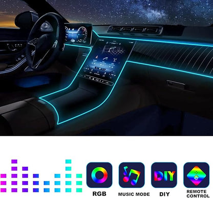 Car Led Strip Lights,Interior Lights,Ambient Lighting Kit With RGB 16 Million Colors Fiber Optics&Music Sync Rhythm,USB Neon Light Accessories for Center Console&Dashboard,Upgraded Version - Image 2