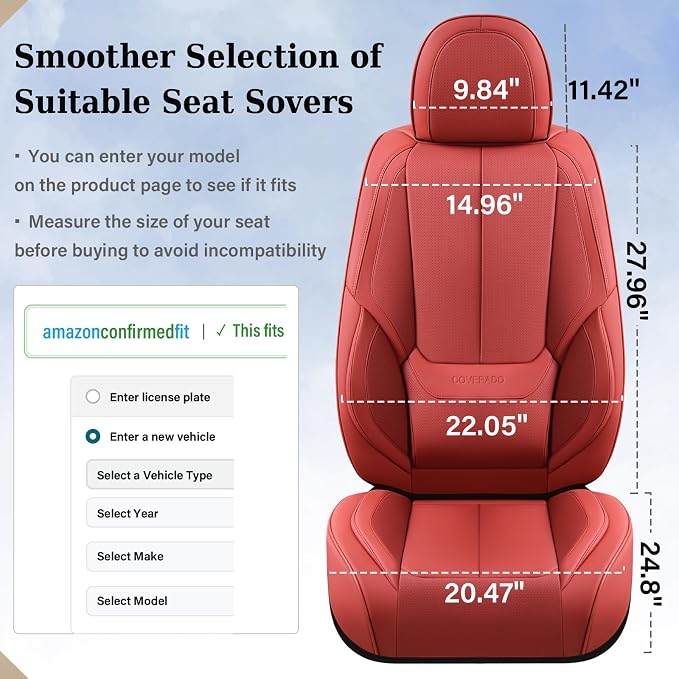 Coverado Car Seat Covers, Seat Covers for Cars, Waterproof Leather Auto Seat Protectors, Leather Car Seat Cushion, Car Interiors Accessories Universal Fit for Most Cars - Image 5