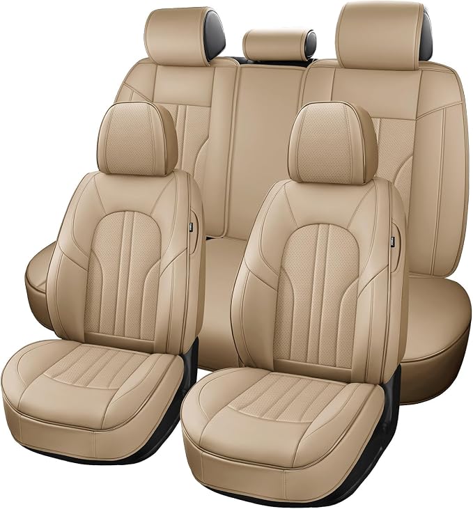 MINGBRON Car Seat Covers,Car Seat Protector Waterproof,Seat Covers Full Set, Car Seat Protectors,Automotive Seat Covers Fit for Most Cars Beige - Image 6