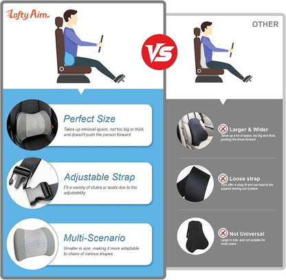 Lofty Aim Lumbar Support Pillow for Car, Car Seat Back Support for Driving | Memory Foam Car Lumbar Support for Driving, Car Back Cushion, Adjustable Straps, Lower Back Pillow, Breathable 4D Mesh, Gray - Image 9