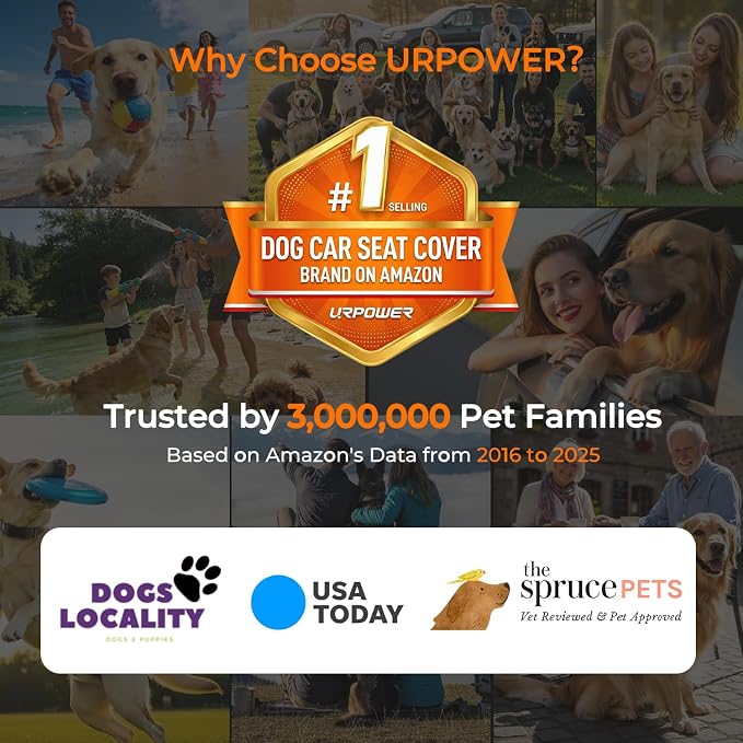 URPOWER Dog Car Seat Cover for Back Seat, Waterproof Car Seat Protector | Non-Slip, Scratch-Resistant, Machine Washable 600D Oxford Fabric Rear Bench Seat Cover for Full-Size SUVs & Pickup Trucks - Image 8