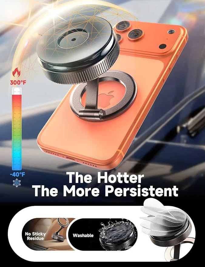 Car Phone Holder for Magsafe, [105+LBS Suction & 3800gf Magnetic] | [Easiest Mount] 360° Adjustable Phone Holders for Your Car, [Compact Design] Car Phone Mount for iPhone 17-12 & All Phones - Image 5