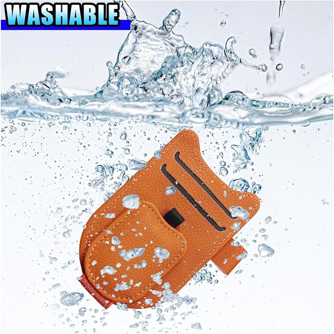 2PCS Magnetic Sunglass Holder for Car Sun Visor (Orange) | Leather Vehicle Glasses Eyeglass Mount & Ticket Card Clip, Auto Interior Visor Accessories, Universal for Car SUV Truck - Image 6