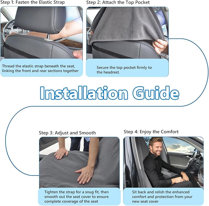 Car Seat Covers Universal Car Protective Front Seat Covers Washable Non-Slip Seat Protectors for Gym Workouts,Waterproof and Sweatproof Towel Seat Covers for Cars,Trucks, Jeeps (2 Pack Grey) - Image 9