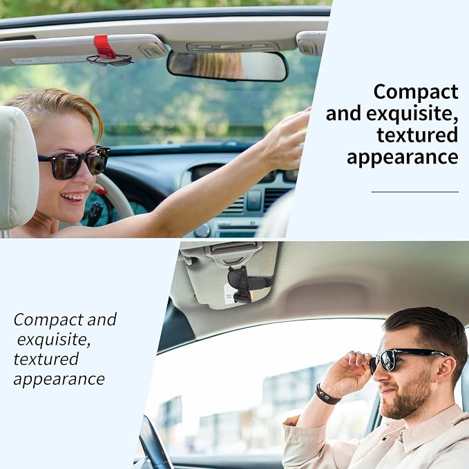T-carbon Sunglass Holder for Car Sun Visor | Magnetic Leather Glasses Holder,Carbon Fiber Sunglasses Holder and Ticket Card Clip, Car Visor Accessories,Matte Black - Image 7