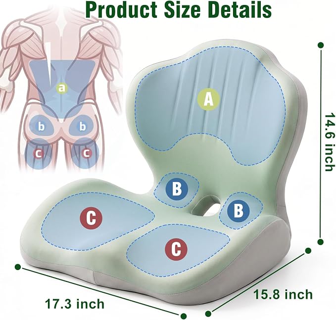 Car Seat Cushion Office Chair Cushion with Lumbar Support Pillow | Ergonomic Seat Cushion for Relieve Sciatica & Tailbone Pain, Ideal for Car Driving Truck Office Chairs Wheelchairs Home Use - Image 8