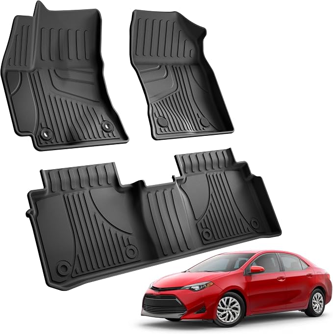 AOMSAZTO Floor Mats Compatible with Toyota Corolla Sedan 2014-2019, Heavy Duty TPE All Weather Automotive Floor Mats, 1st & 2nd Row Full Set Floor Liners, Anti Skid Car Mats(not fit for Hatchback) | Custom Fit Floor Liners All-weather Protection Waterp... by AOMSAZTO