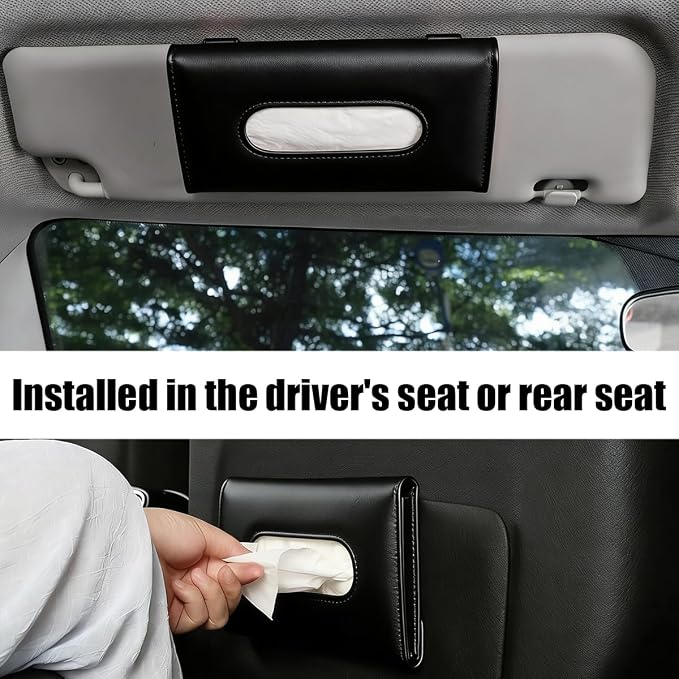 Car Visor Tissue Holder, Vehicle Sun Visor Backseat Napkin Case Mount with Tissues Refill, Automotive Interior Disposable Masks Holder, Universal for SUV Automobile Truck (Black) - Image 5