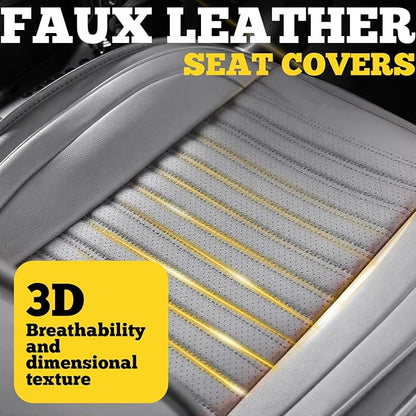 Car Seat Covers Full Set, Faux Nappa Leather, for Sedans and SUVs | Waterproof, Breathable and Airbag Compatible, Fits Most Bucket Seats, 5 Seats, Gray - Image 7