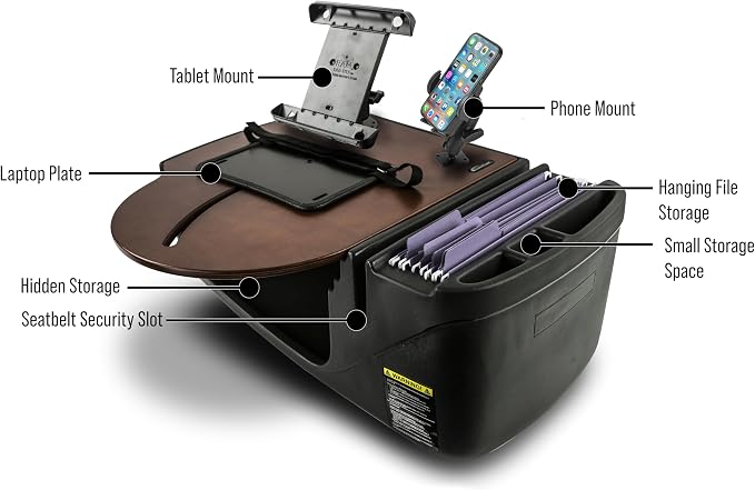 AutoExec AE-RMCD-PM-TAB-21M Roadmaster Car Desk for Your Vehicle Workstation and Mobile Office, Mahogany with Phone Mount and Tablet Mount | Vehicle Workstation, Mobile Office, Phone Mount, Tablet Mount - Image 3