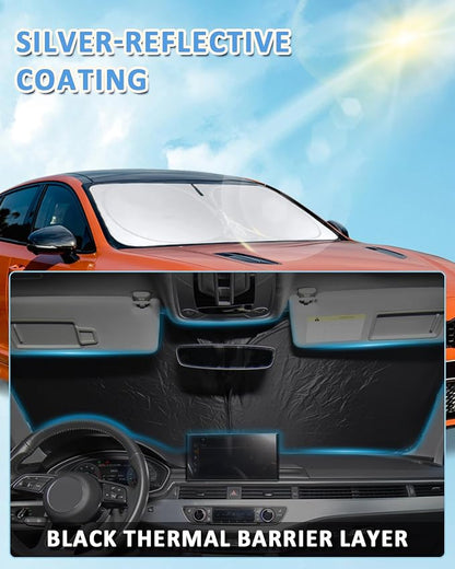 Windshield Sun Shade for 2014-2020 Nissan Rogue Sun Visor Protector | Sunshade Fit Rogue Accessories Foldable Upgrade Front Window Sun Visor Protector Blocks UV Rays Keep Your Car Cooler - Image 6