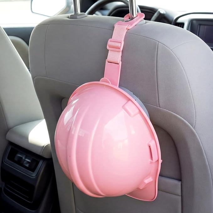 Unittype 4 Pcs Hard Hat Hook for Truck Adjustable Hard Hat Holder Hardhat Holder for Truck Seat Back Organizer 55 lb Load Heavy Duty Hardhat Hanger Storage Car Vehicle Headrest Bag Gear (Pink) - Image 7