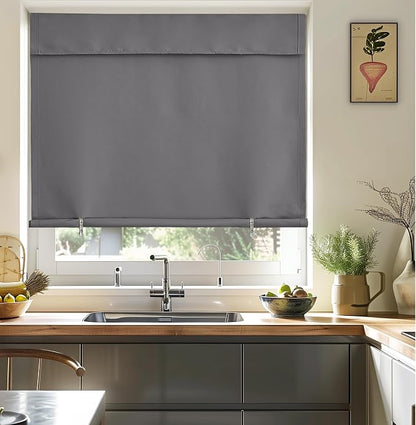 NICETOWN Grey Blackout Curtains 48 Inches Long for Travel | Portable Self Sticky Easy Installation Short Curtains for Bathroom Basement Window Storage Cupboard, 1 PC, 52" x 48" - Image 7