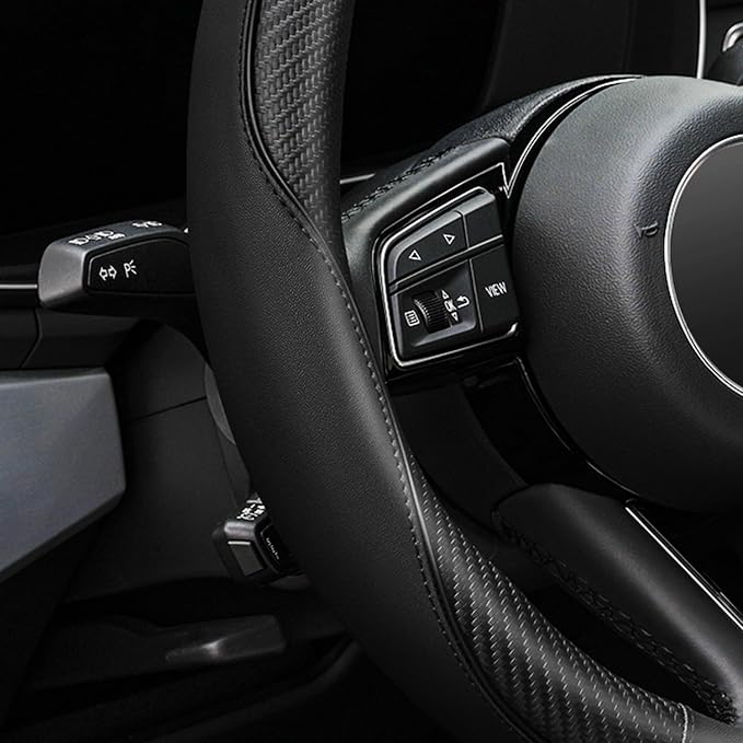 YHONGJT Soft Microfiber Leather Anti-Slip Car Steering Wheel Cover, Universal Fit 15 Inch for Women Girls, Fit Vehicles, Sedans, SUVS, Vans, Trucks - Black - Image 2