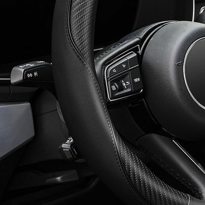 YHONGJT Soft Microfiber Leather Anti-Slip Car Steering Wheel Cover, Universal Fit 15 Inch for Women Girls, Fit Vehicles, Sedans, SUVS, Vans, Trucks - Black - Image 2