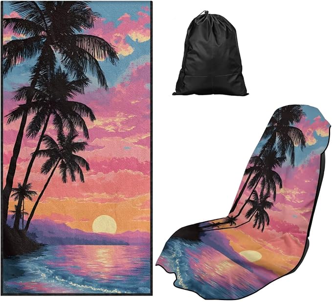 Palm Trees Car Towel Seat Cover Breathable Car Seat Towel Cover with Storage Bag Cars Accessories Easy to Store Universal Fit for Most Vehicles by Aplkyhs
