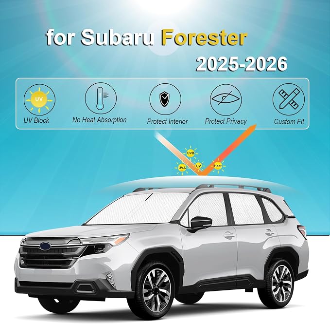 KMF Sun Shades for Subaru Forester Accessories 2025 2026, Full Car Window Covers for Windshield Side Rear, Thicken Sunshade UV Block and Protect Privacy Blackout for Camping 8Pcs - Image 6