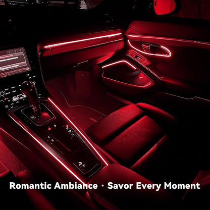 EL Wire Interior Car LED Strip Lights, 16.5FT 5V EL Wire Strip Neon Glowing Strobing Light w/ 5mm Sewing Edge, USB Electroluminescent Ambient Lighting Kit for Car Inside Decoration (Red) - Image 6