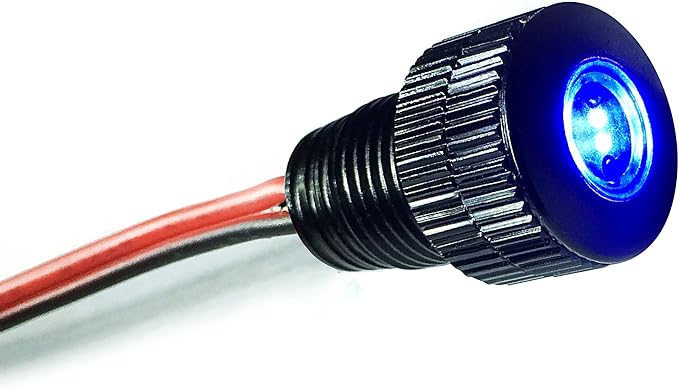 Oznium Brightest Light Bolt - Flush Mount 12V LED Light for Bumper, Grille, Cars Interior, Dash, Ambient Lighting, Motorcycle w/Sleek Aluminum Housing & Screw Nut (11 mm Black, Blue LED) by Oznium